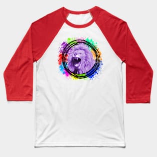 Colourful Rainbow Lion Explosion Baseball T-Shirt